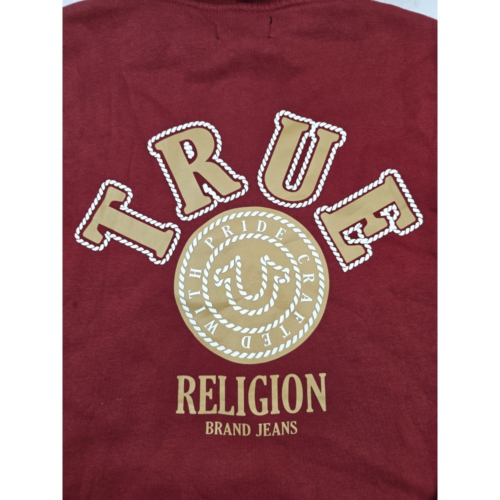 True Religion College Full Zip Hoodie Sweater Rope Design Size M Crafted W Pride - Picture 2 of 11